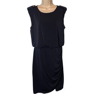 Banana Republic Sleeveless Side‎ Ruched Dress Navy Blue Size M Preppy Nautical
